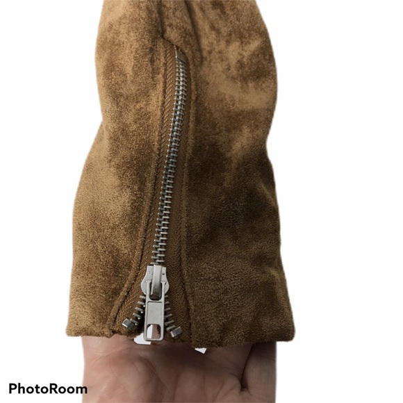 Lulus Suede With Love Tan Suede Moto Jacket. No rages, inside tag is cut - Picture 7 of 9